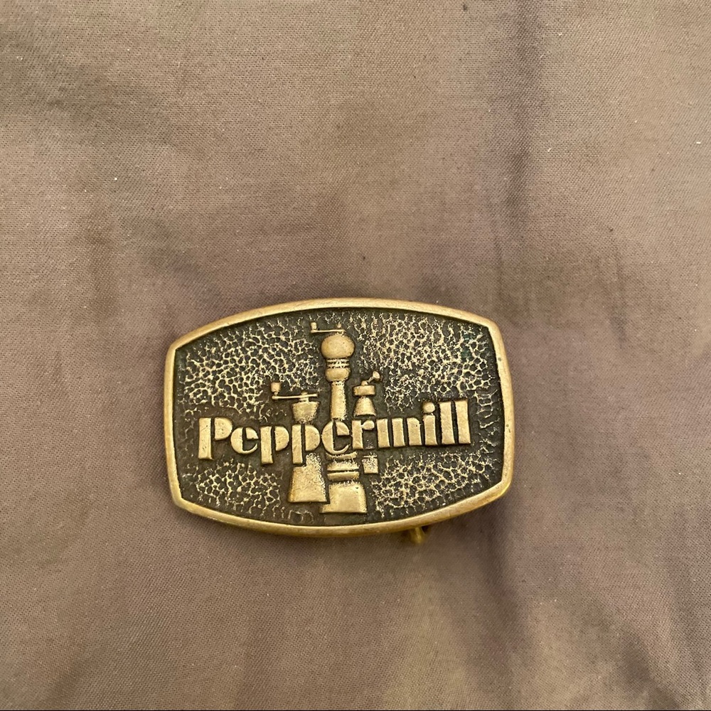Vintage Brass Peppermill Belt Buckle- Made in USA